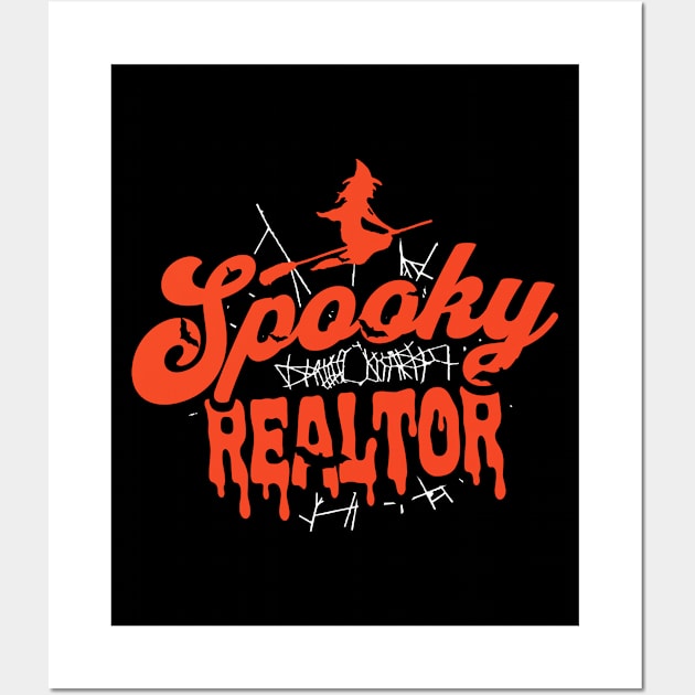 Cute Halloween Spooky Realtor Orange and Black Halloween Witch Real Estate Agent Wall Art by SLAG_Creative